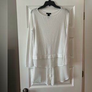 White House Black Market Asymmetrical Tiered White Blouse
